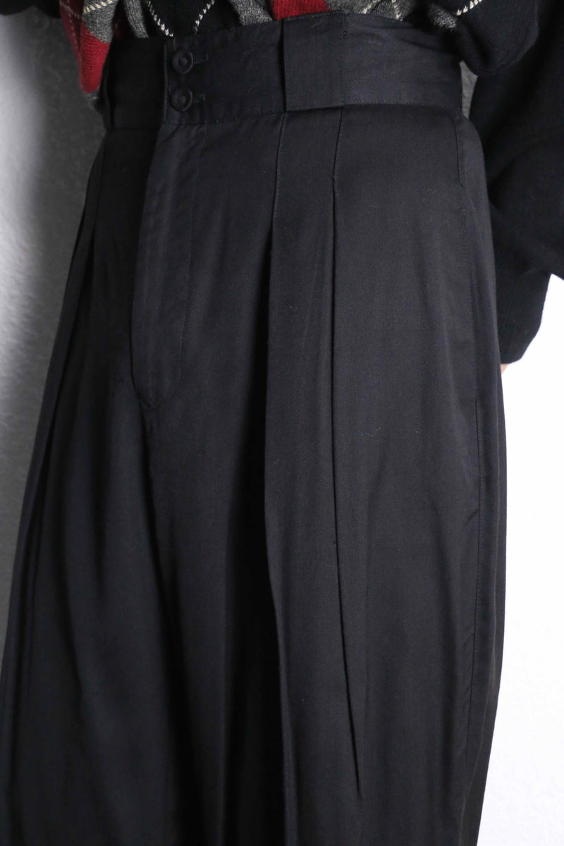 black color cotton wide easy slacks