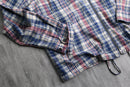 madras check zip cotton hoodie