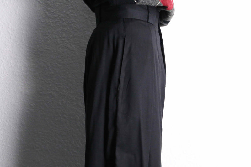 black color cotton wide easy slacks