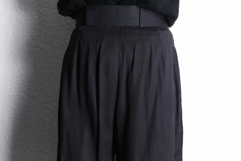 black color cotton wide easy slacks