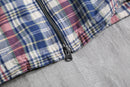 madras check zip cotton hoodie
