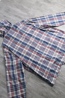 madras check zip cotton hoodie