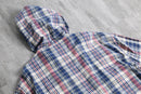 madras check zip cotton hoodie