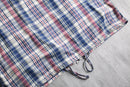 madras check zip cotton hoodie