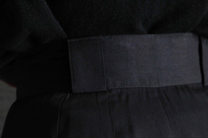 black color cotton wide easy slacks