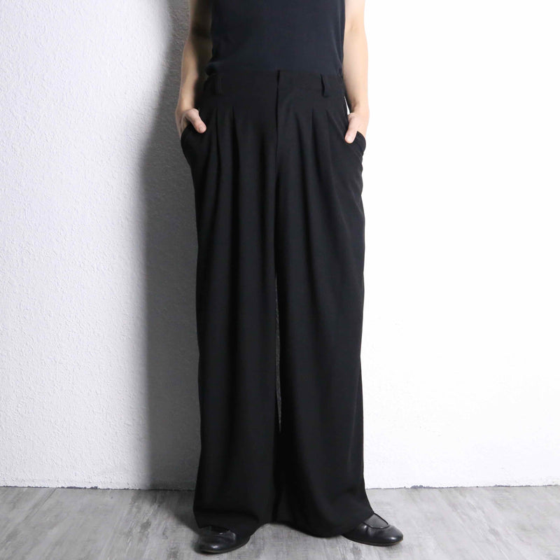 black color waffle textile wide straight easy pants