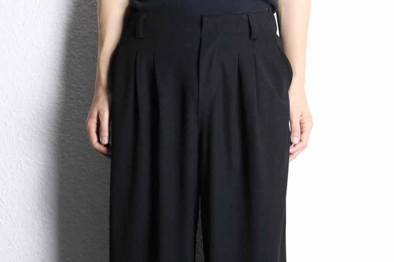 black color waffle textile wide straight easy pants