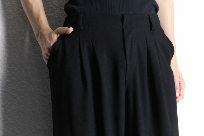 black color waffle textile wide straight easy pants