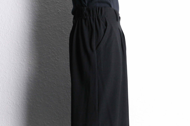 black color waffle textile wide straight easy pants