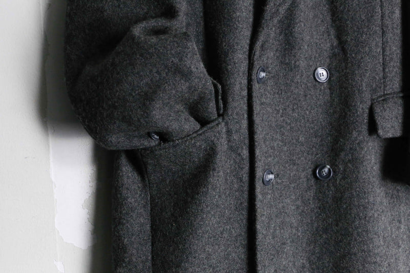 80's charcoal color wool double chester coat