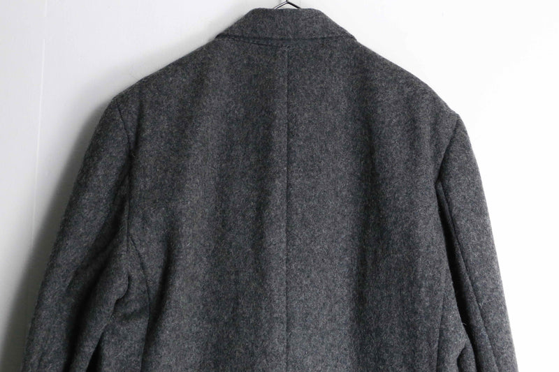 80's charcoal color wool double chester coat