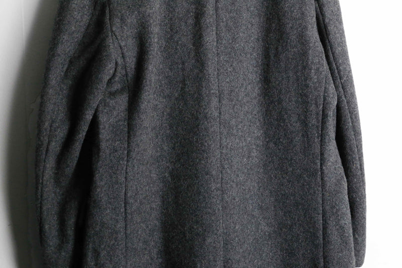 80's charcoal color wool double chester coat