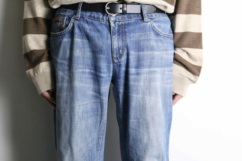 “Dolce&Gabbana” fade design flare denim pants