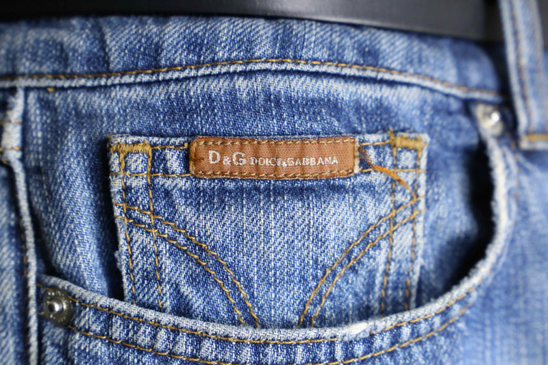 “Dolce&Gabbana” fade design flare denim pants