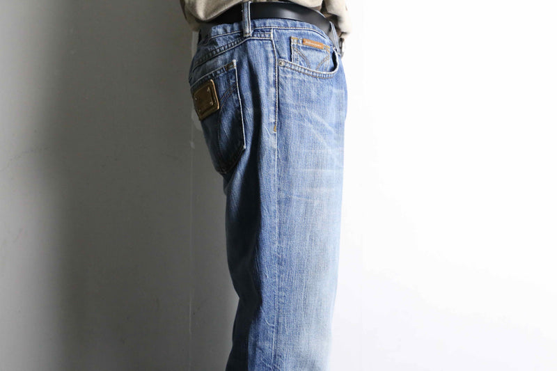 “Dolce&Gabbana” fade design flare denim pants