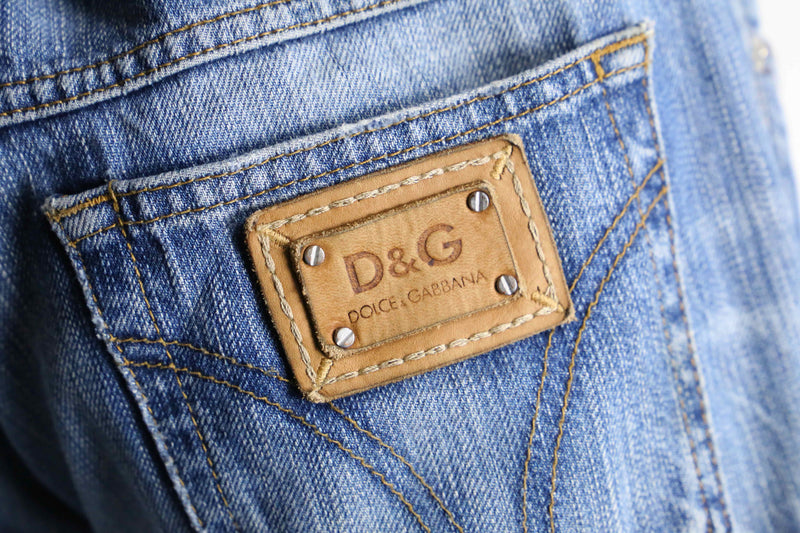 “Dolce&Gabbana” fade design flare denim pants