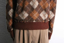 warm color argyle check knit