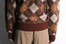 warm color argyle check knit