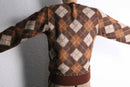 warm color argyle check knit