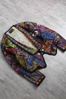 cat pattern deformation gobelin jacket