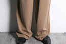 light brown poly rayon wide easy slacks