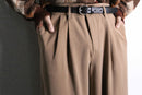 light brown poly rayon wide easy slacks
