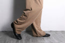 light brown poly rayon wide easy slacks