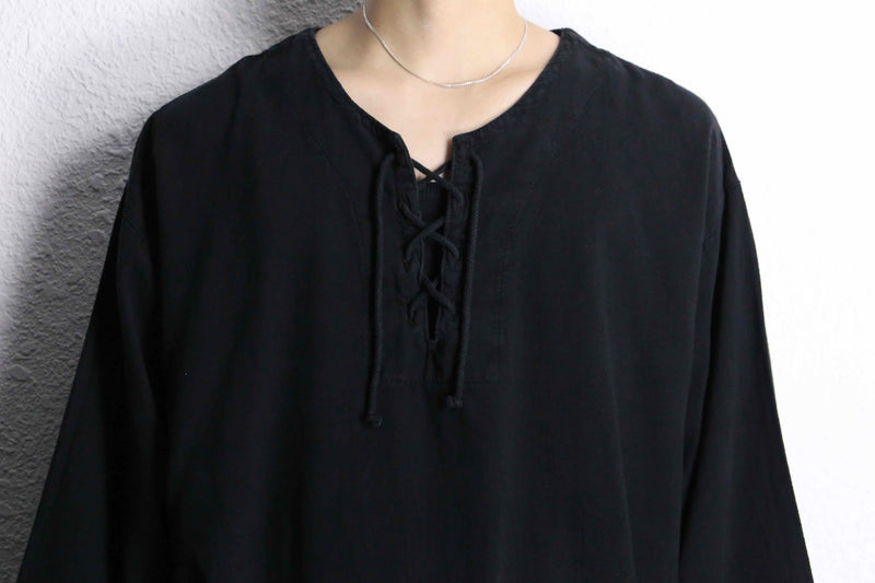 black oversized lace up pullover