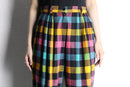 multi color block check trousers