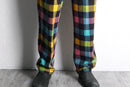 multi color block check trousers