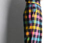 multi color block check trousers