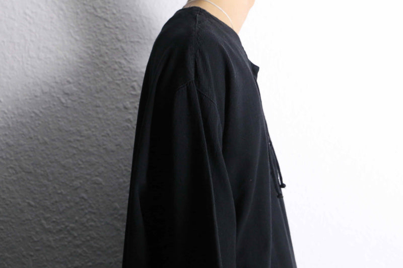 black oversized lace up pullover
