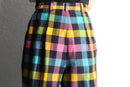 multi color block check trousers