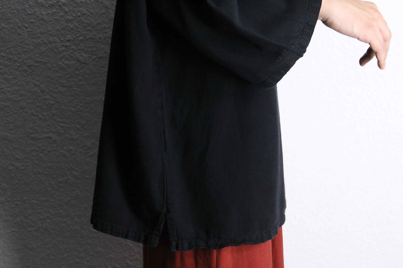 black oversized lace up pullover