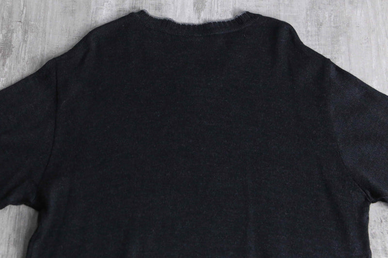 charcoal gray argyle check V-neck knit