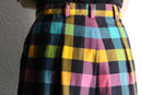 multi color block check trousers