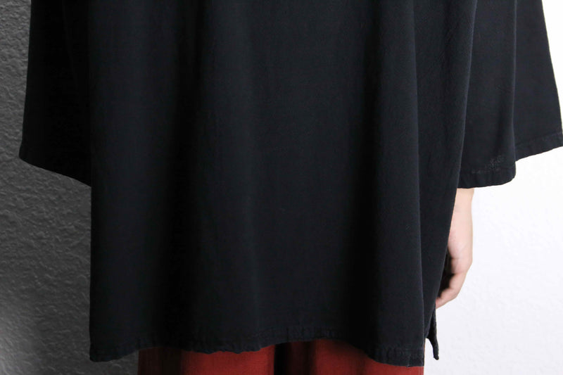 black oversized lace up pullover