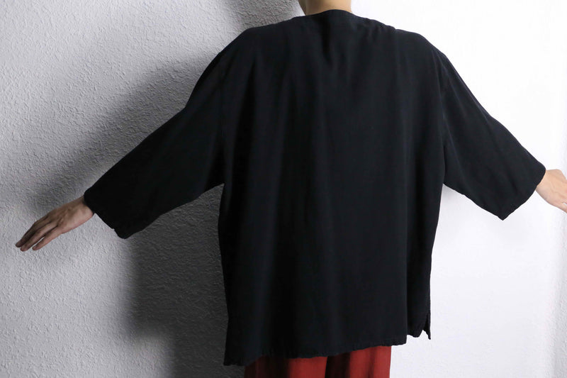 black oversized lace up pullover