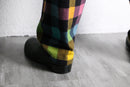 multi color block check trousers