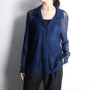 botanical mix lace L/S shirt