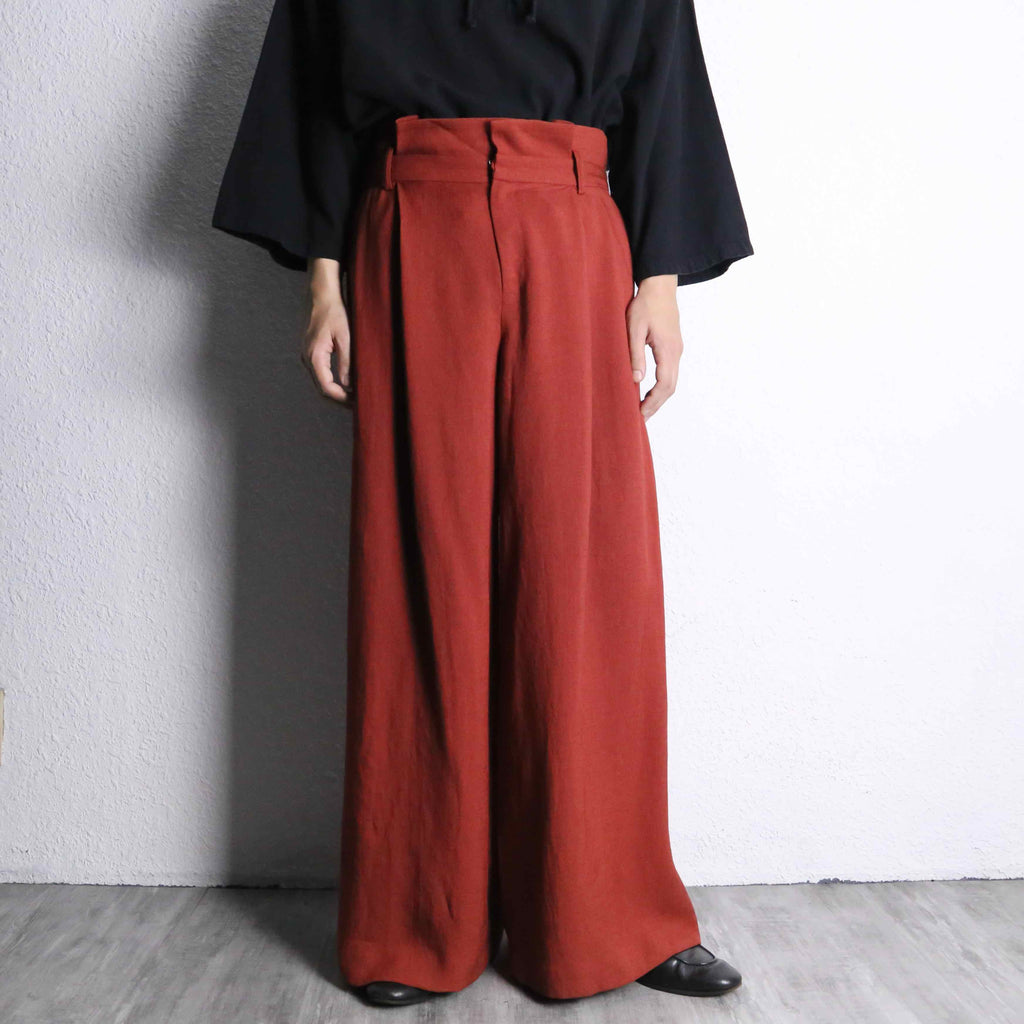 けとう vermilion color 1tuck super wide pants