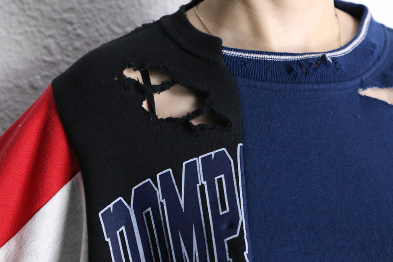 "Re:make" destroy&patchwork dolman sleeve sweat