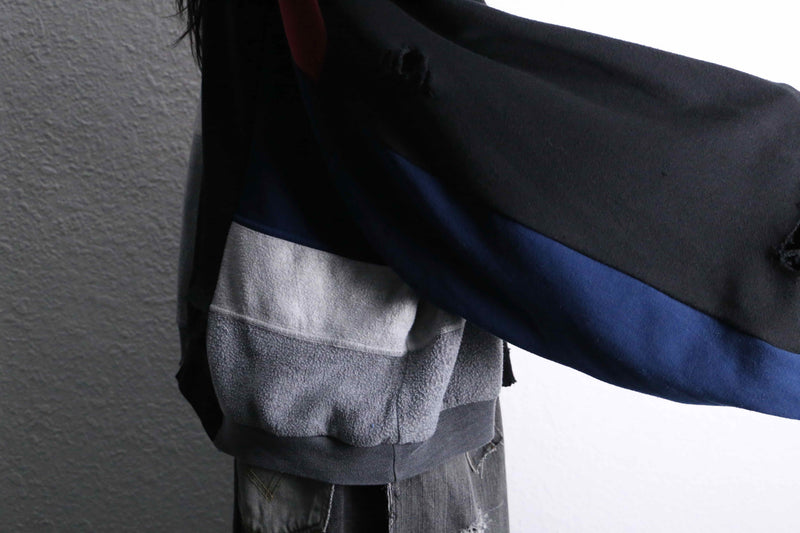"Re:make" destroy&patchwork dolman sleeve sweat