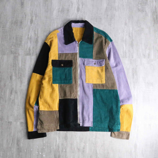 mulch pattern corduroy zip jacket