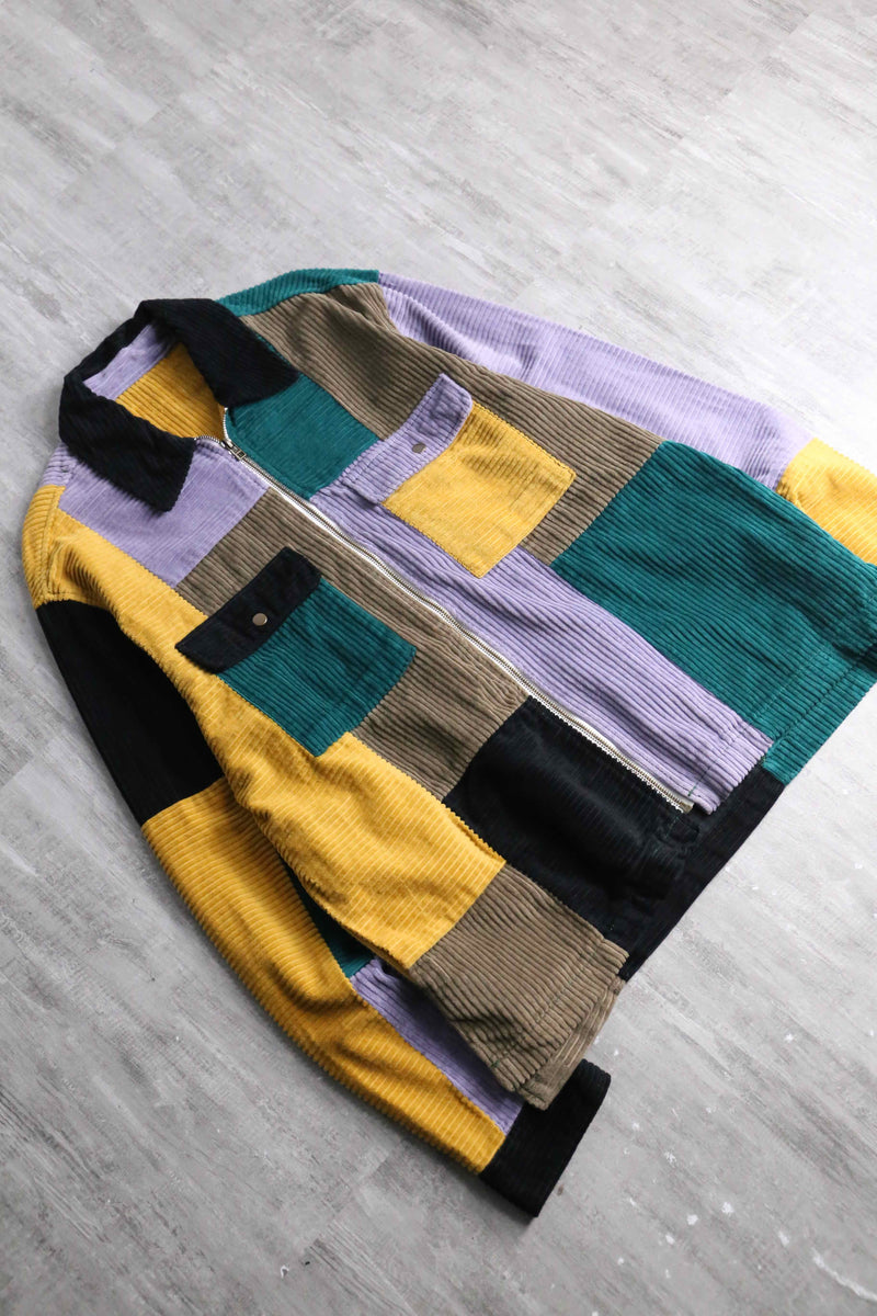 mulch pattern corduroy zip jacket