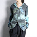 gradation mix  design knit zip hoodie
