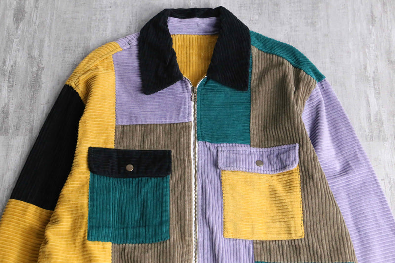 mulch pattern corduroy zip jacket