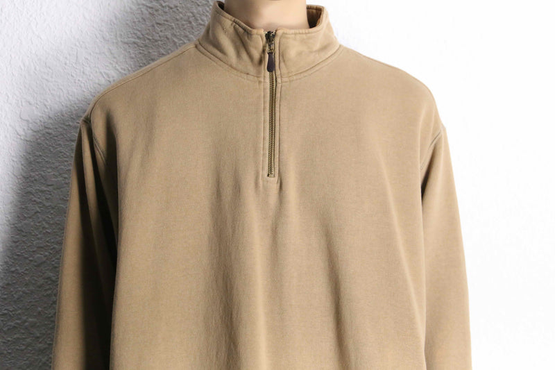 ”L.L.Bean” beige color half zip hi neck sweat