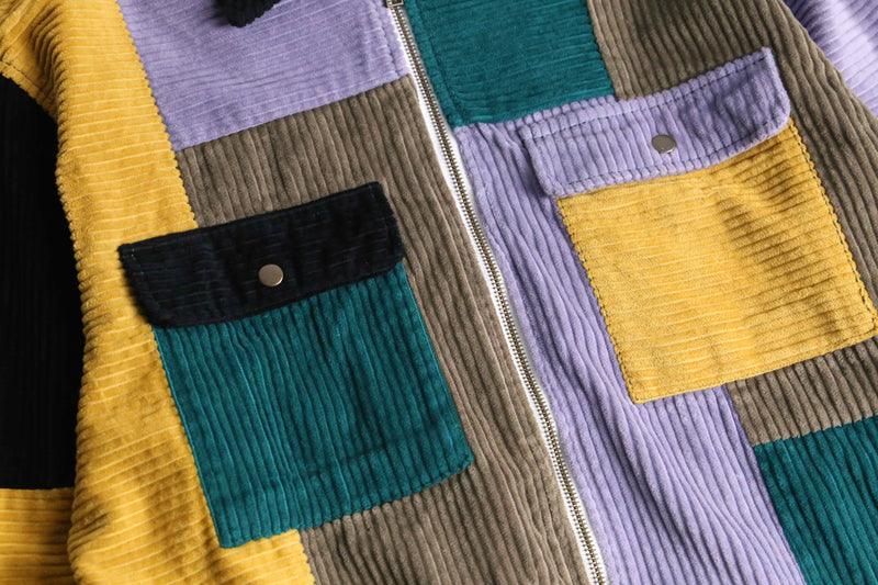 mulch pattern corduroy zip jacket
