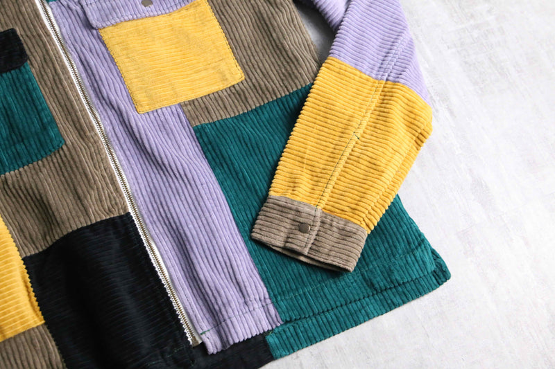 mulch pattern corduroy zip jacket